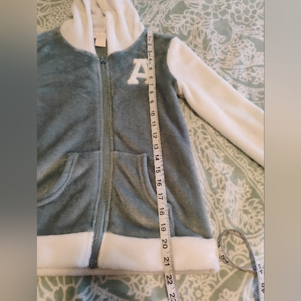 Cozy Blue and White Kids Fleece Hoodie - Picture 2 of 5